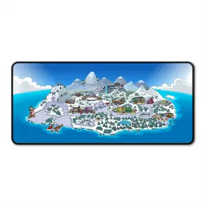 Extra Large Nostalgic Video Game Mousepad - Penguin Iceberg Desk Pad Design, Anti-Slip Rubber Base, Large Size Gaming Pad, Nostalgic Flash Game
