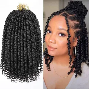 10 Inch 8 Packs Pret wisted Passion Twist Crochet Hair Natural Black Pre-looped Short Bob Passion Twists Hair, Bohemian Passion Twist Crochet Braids Crochet Hair Extensions for Women
