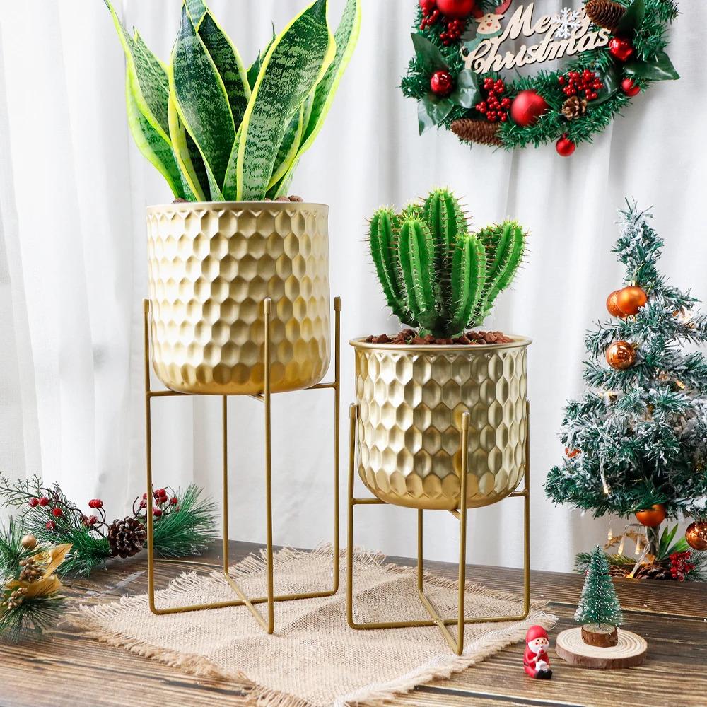 Set of Two Metal Plant Stands Flower Stand Holders Modern Plant Holders Flower Holder for Flower Pot Indoor Living Room