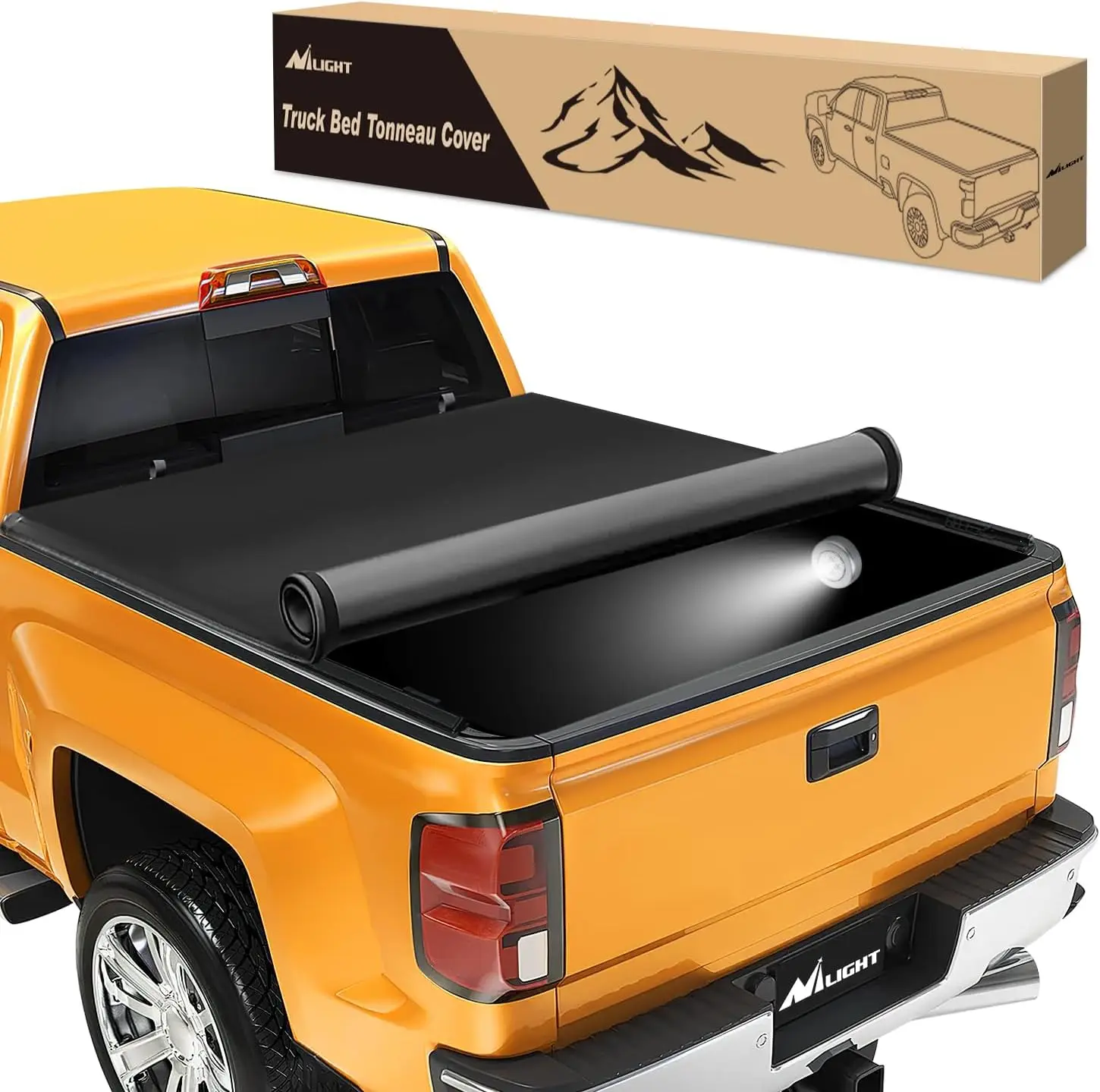 Nilight Soft Roll-Up Pickup Truck Cover - Double Layer PVC+Alum. All-Weather Cargo Protect Accessory with Easy Installation, Compatible with 2014-2018 Chevy Silverado 1500/GMC Sierra 1500, 5.8ft Bed, Pickup Truck Covers, Truck Bed