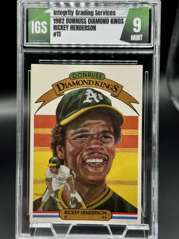 1982 Donruss Diamond Kings baseball card Rickey Henderson #11 Graded Mint 9