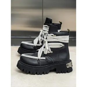 Men's Thick Sole Lace-Up Motorcycle Boots, Easy Wear Boots Work Boots, Thick Sole Fashion Comfortable Outdoor Sports Daily Wear(Sheets)