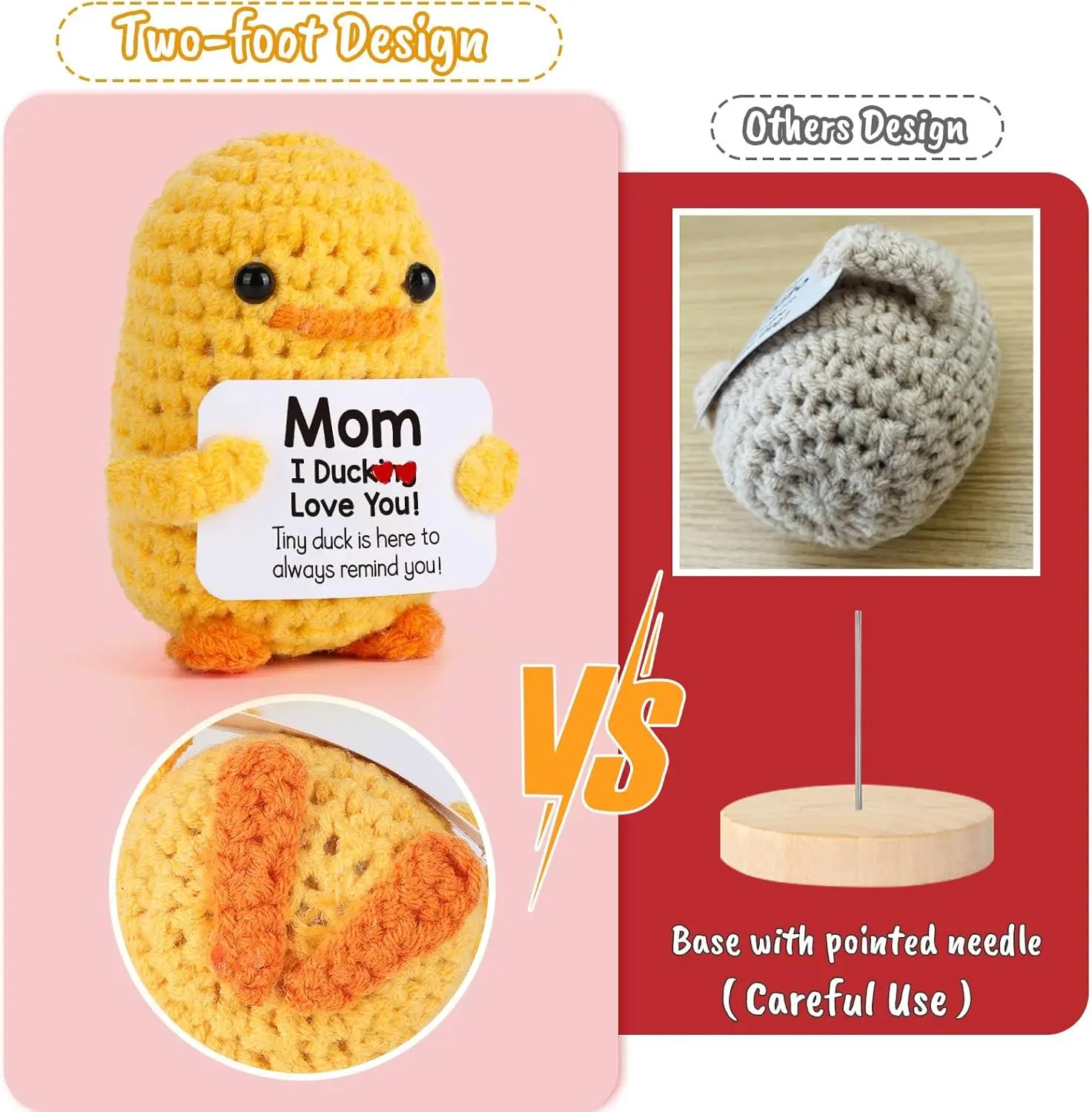 Funny Birthday Gifts for Mom – I Duck Love You Mom, Handmade Crochet Cute Small Duck Unique Presents for Easter Mama Bonus Step Mother in Law Mothers Stocking Stuffers