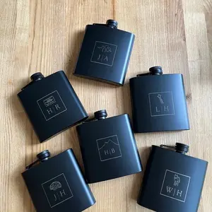 Personalized Flask | Custom Flask |Matte Black  6 oz.