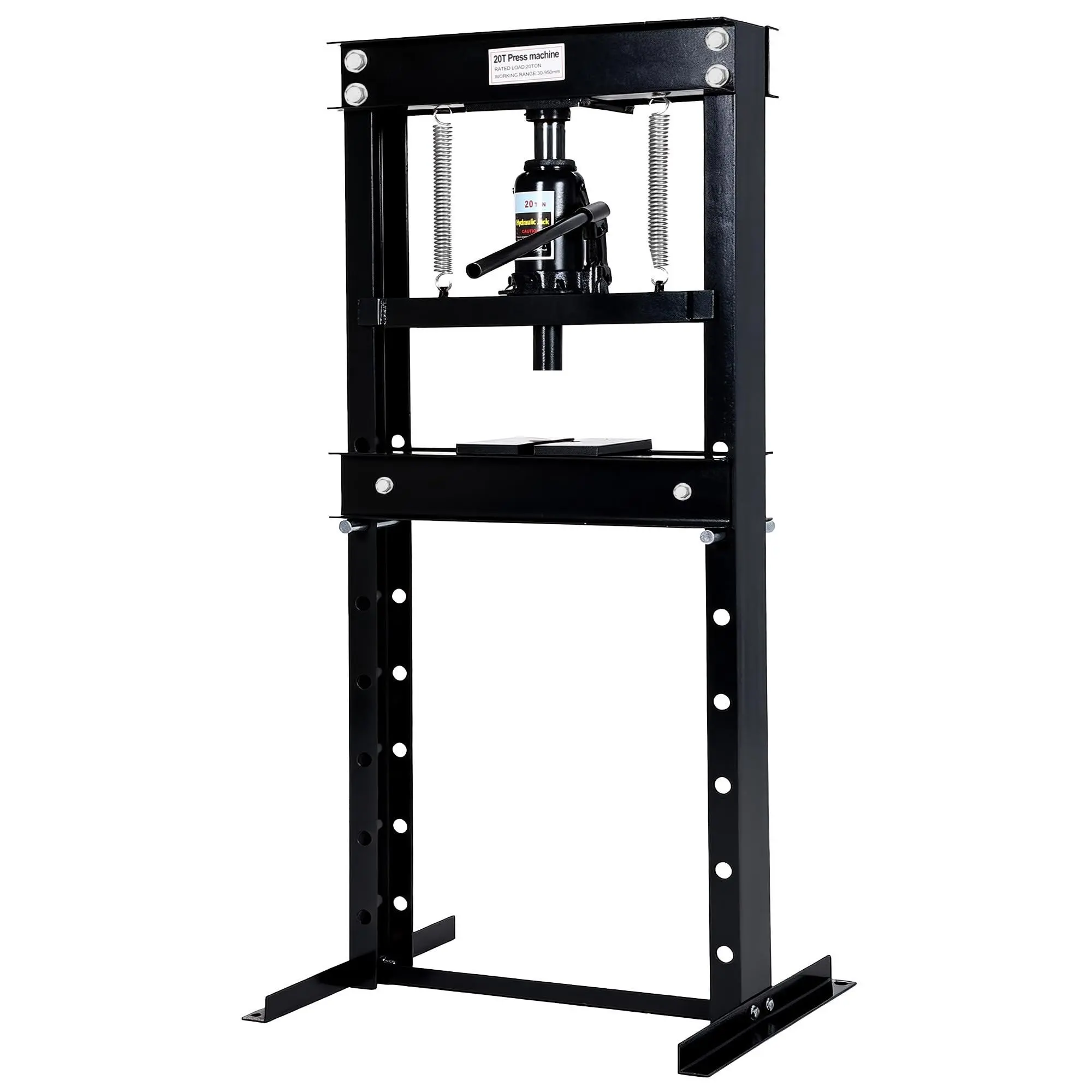 20 Ton Hydraulic H-Frame Shop Press with Adjustable Table and Stamping Plates for Auto Repair Garage, Black