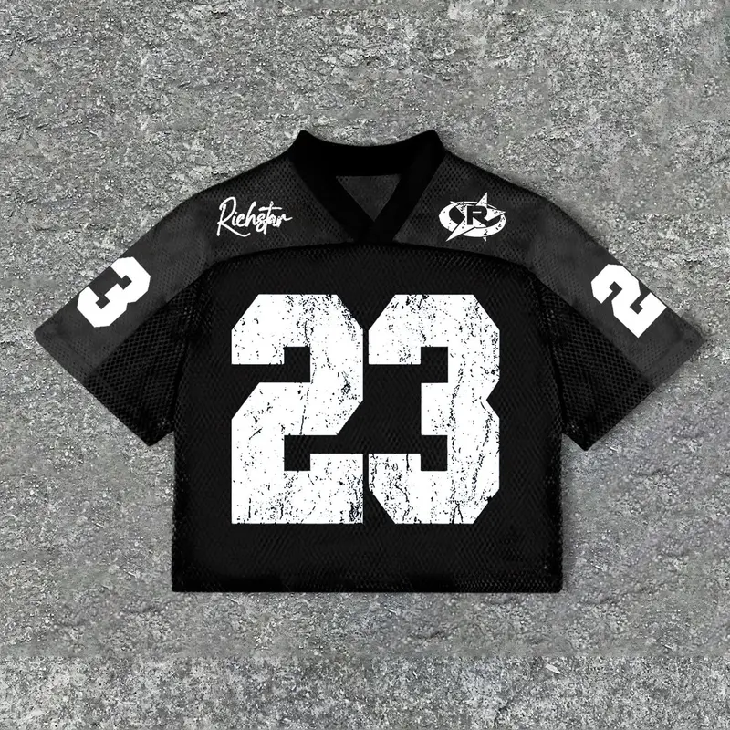 Men's Number Print V Neck Short Sleeve Graphic Tee, Casual Style Tee, Regular Fit Casual Breathable Comfortable T-shirt for Summer, Men's Top for Daily Wear