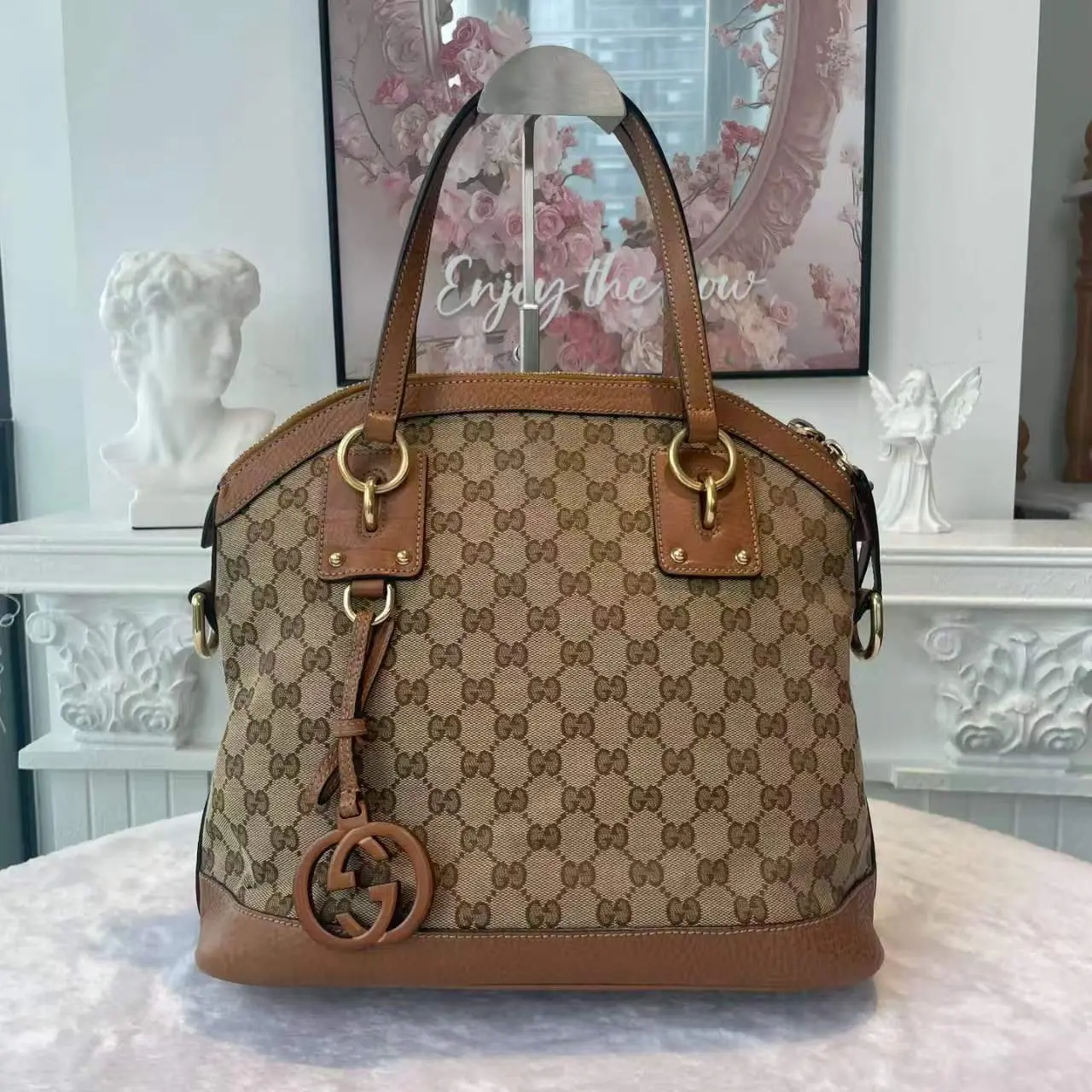 Pre-owned GUCCI calfskin Shoulder Bags BJ1102504027 Charm Medium Monogram