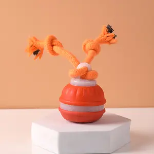 Dog Ball Toys Touch Activated, Rechargeable, Squeaky Dog Toy, Interactive Moving Ball for Pup with Rope for Medium Small Dogs Puppy Dark Red