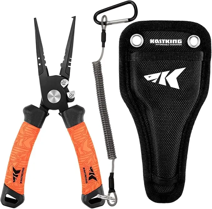 KastKing Fishing Pliers Speed Demon Pro – 420 Stainless Steel Saltwater Fishing Tool with Tungsten Carbide Cutters, Corrosion Coating & Ergonomic Grip