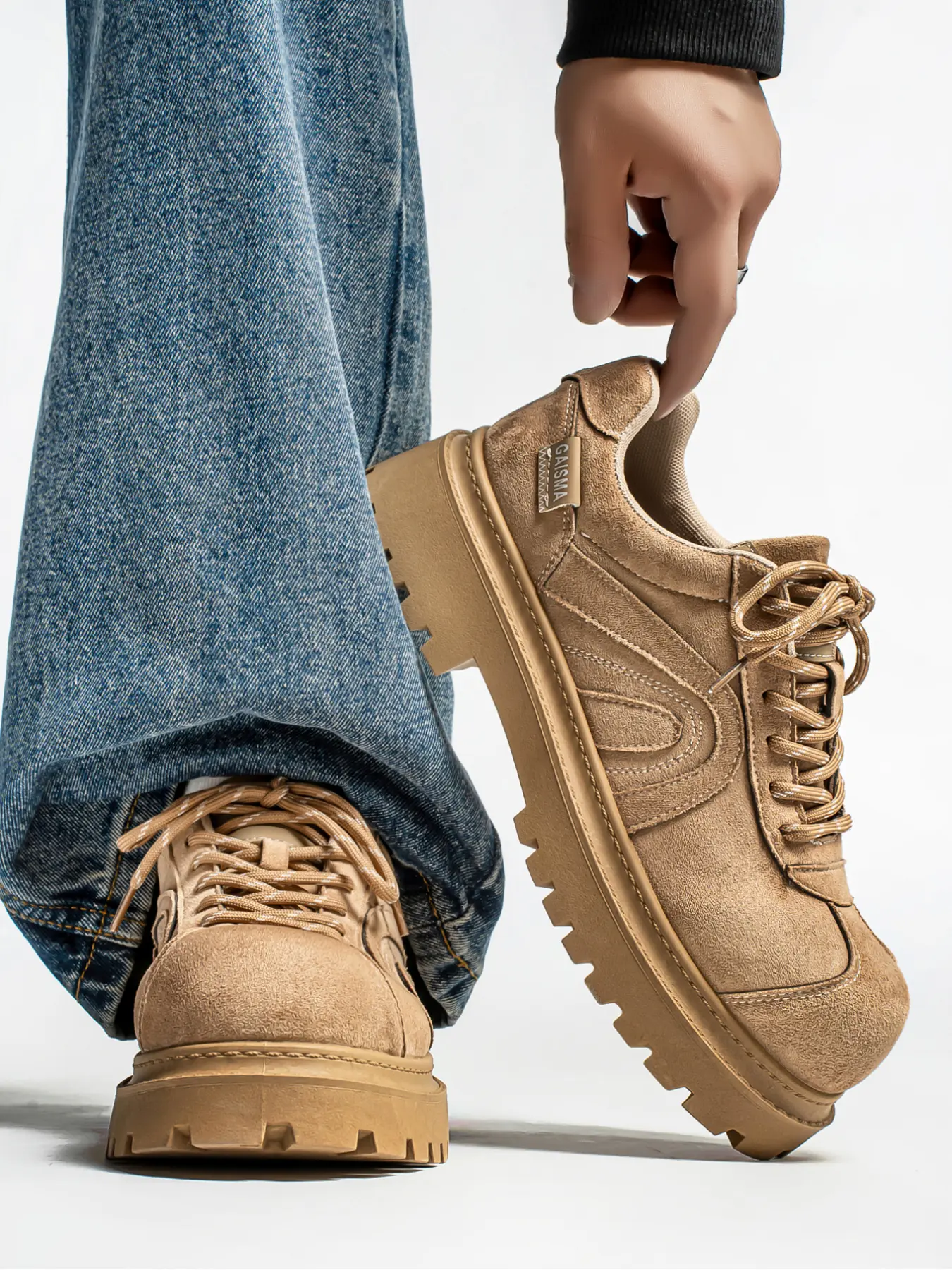 Men's Vintage Chunky Work‑Style Shoes, Industrial-Style Shoes, Height-Boosting, Non-Slip & Durable Footwear