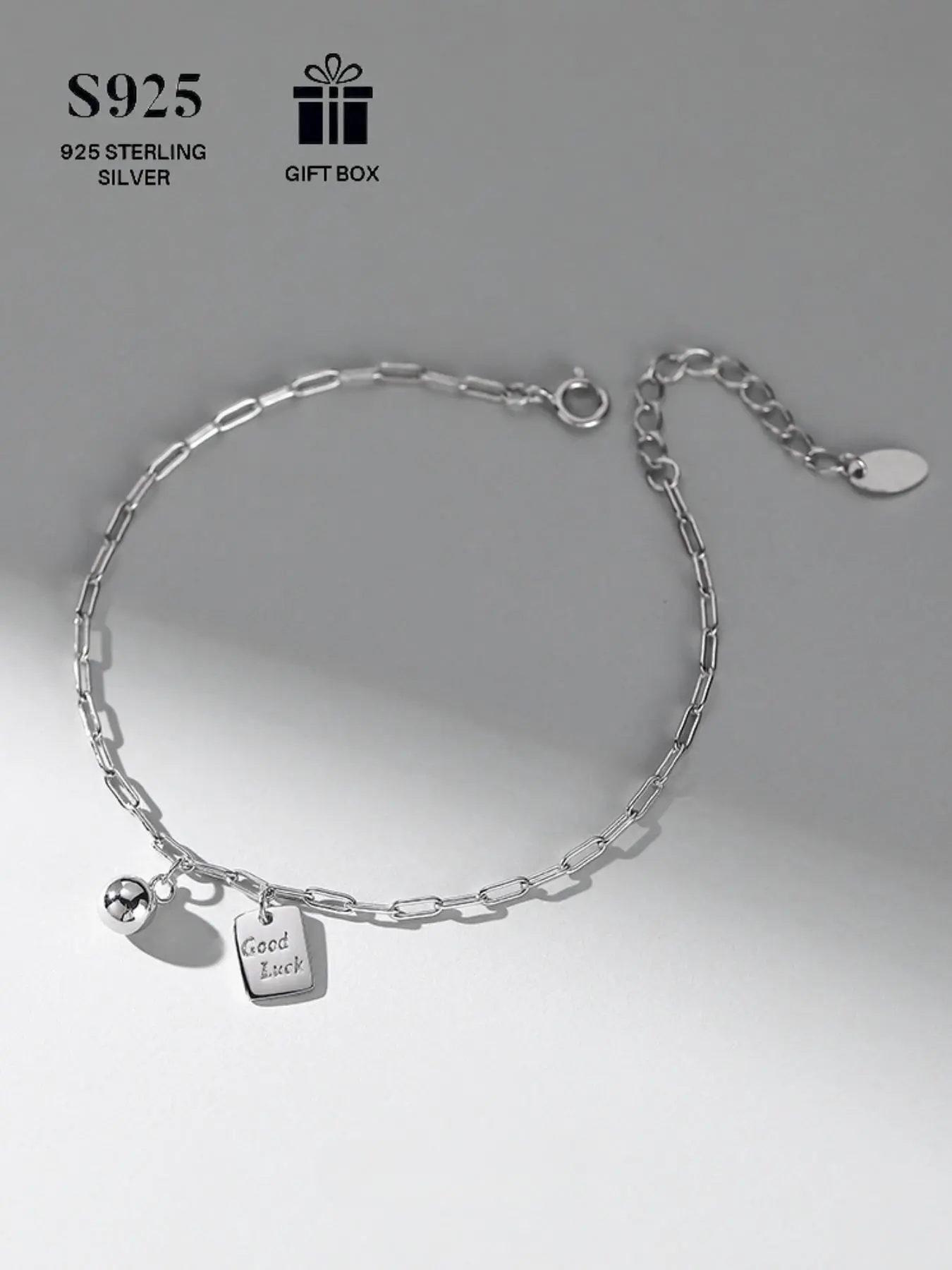 S925 Sterling Silver Simple Letter Engraving Design Chain Bracelet, Fashion Jewelry for Party, Daily Clothing Decor, Trendy All-match & Exquisite Jewelry for Birthday Gift