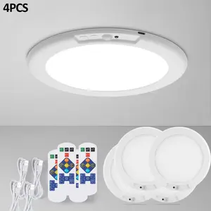 1/2/4Pcs LED Ceiling Lamp, Rechargeable, 4000mAh Battery, Body Sensor, Remote Control, Three-color Dimming, Suitable For Bedroom, Entrance, Hallway, Bathroom Ceiling Lamp