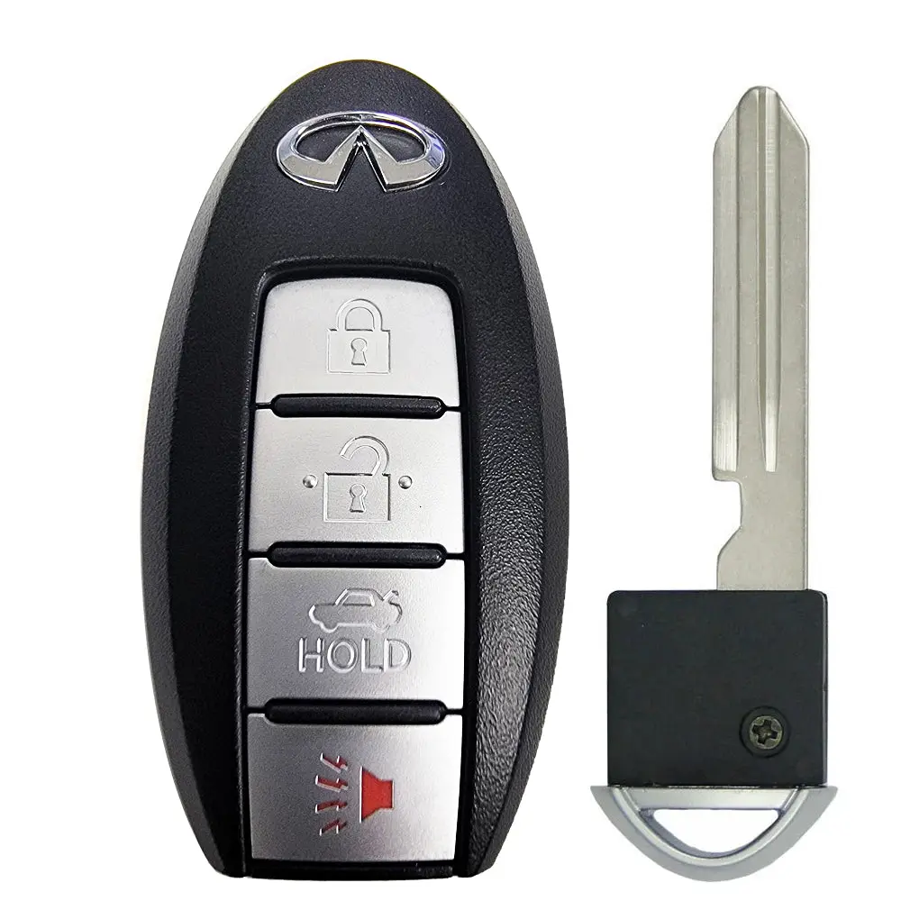 4-Button Smart Key Shell with Logo, Car Key Holder, Car Accessories, Auto Parts Accessories for 2009-2016 Infiniti Models Compatible with KR55WK49622 & KR55WK48903, Car Key Covers