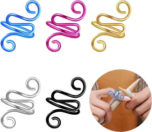 5 Pcs Crochet Ring Handmade Crochet Tension Ring Handmade Yarn Ring for Crocheting Adjustable Crochet Ring Knitting Crochet Rings for Finger