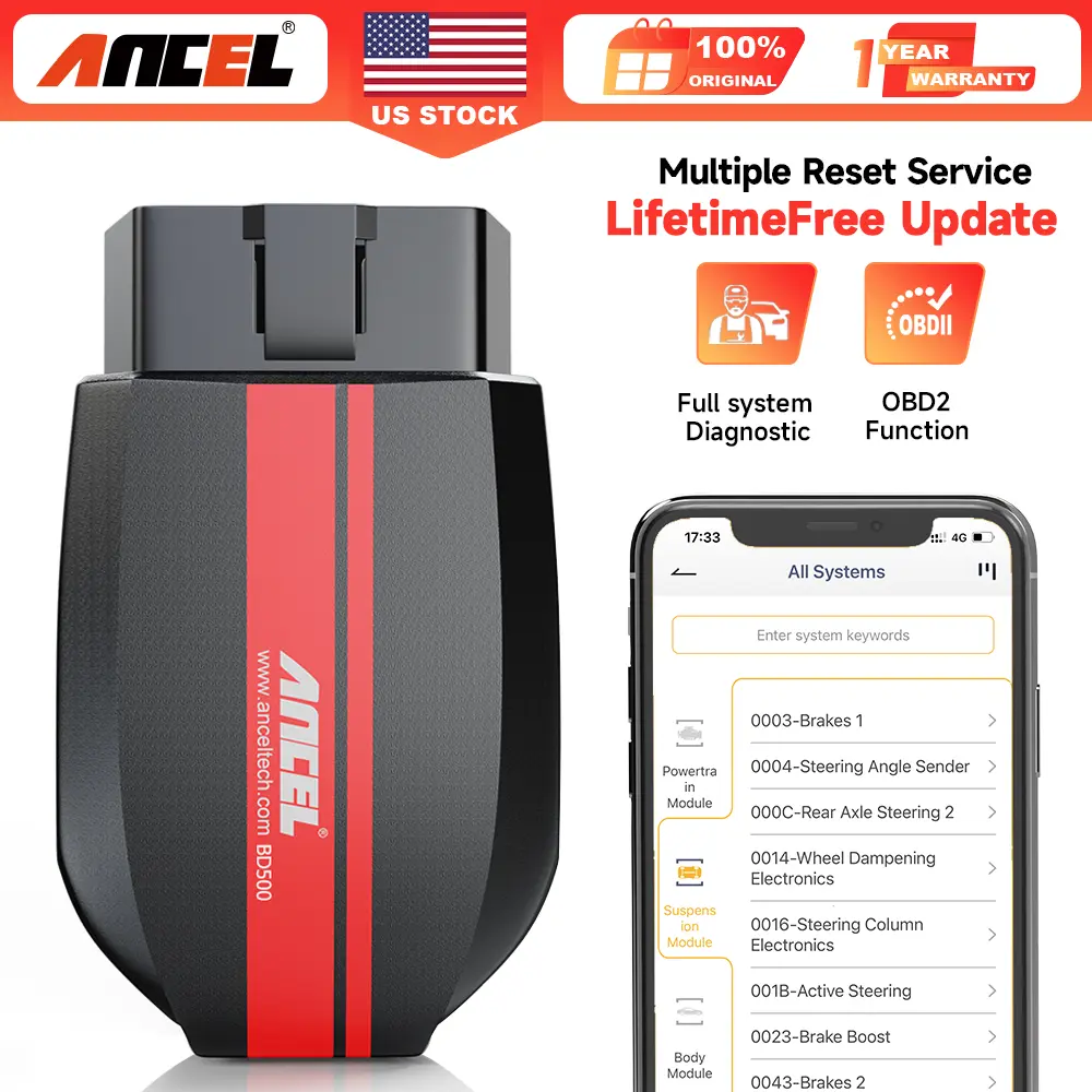 ANCEL BD500 Wireless Car Scanner Fits for VW Audi Skoda Seat VAG Vehicles, Bluetooth OBD2 Scanner Check Engine Code Reader, All Systems EPB/Oil Reset Throttle Learning Automotive Diagnostic Scan Tool