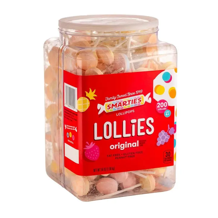 Smarties Double Lollies Unwrapped Candy,Jar, 200 Count, 56 Oz – Assorted Fruit Flavored Lollipop Candy, Bulk Candy for Parties, Candy Buffets & Events