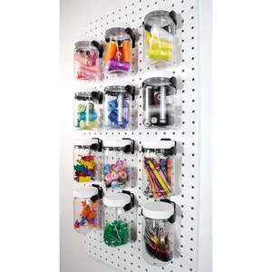Clear Pegboard Containers - Wallwerx Organizer - Plastic Jars 16oz (12-Pack)