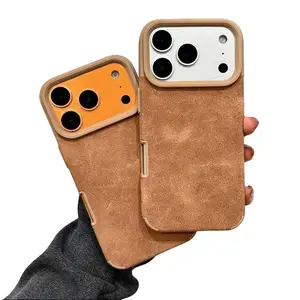 Luxury Suede Leather Phone Case for iPhone 17 16 15 14 13 12 11 X Pro/Pro Max/Plus/Air, Heavy Duty Camera Protection Shockproof Soft TPU Bumper Anti-Scratch Stain Resistant Protective Cover for Men Women Perfect Gift for Her/Him