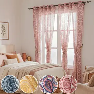 4-Piece Set Breathable Lightweight Elegant Floral Doli Print Sheer Grommet Curtains, 34"x84" Panels, Window Drapes for Home Bedroom Decoration MP 1 2, 4-Piece Set Curtains, Breathable Lightweight Curtains