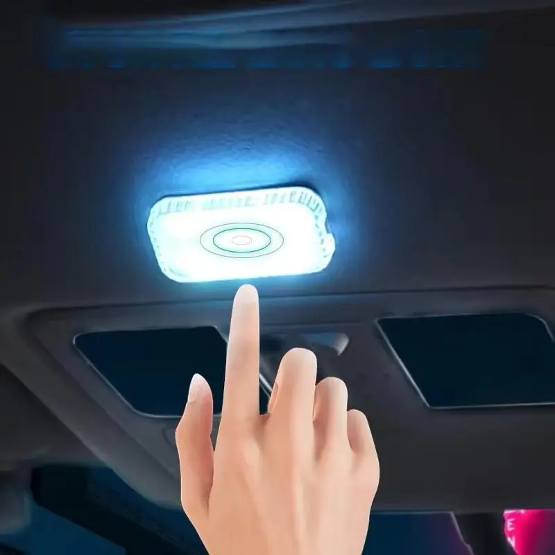 LED Touch Light Mini Wireless Car Interior Lighting Auto Roof Ceiling Reading Lamp for Door Foot Trunk Storage Box USB Charging