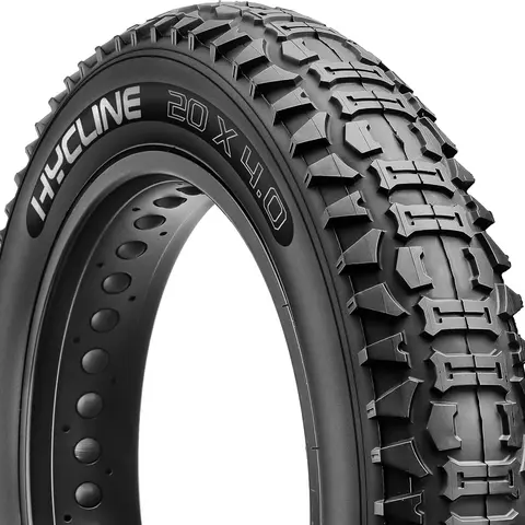 Hycline Adults' Ebike Replacement Fat Tires - 20/26 in (25cm) 20x4.0 Heavy-Duty Folding Components, Puncture-Resistant All-Terrain Tires, Max 40 PSI, Street+Trail Grip, 12 Months Durability, After Disassembly Steel Ring Flat Placement Requirement