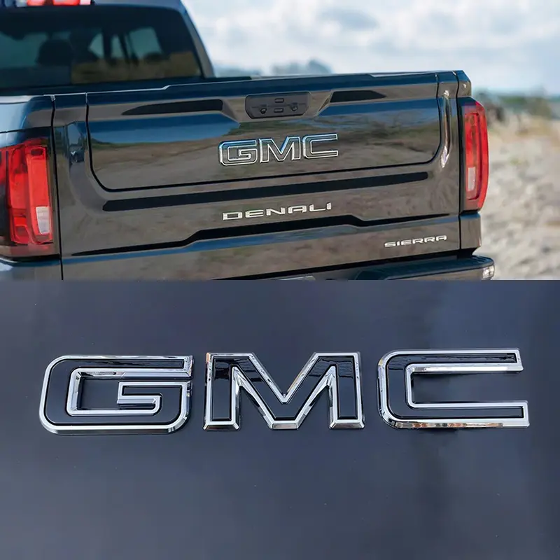 Tailgate Emblem Set for GMC 2019-2026 Sierra 1500,2500HD,3500HD - Chrome/Black Truck Accessories, Decals for Truck, Approx. 18x3.25" Bold Letters Exterior Replacement Automotive Car Accessory, High-Quality Plastic