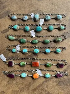 Native Navajo Multi Stone 5 Stone Choker Necklace By Antionette Martinez