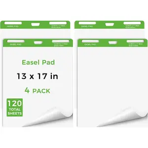 Mini Easel Pads 13 x 17 Inch, 4 Pack Non-Stick Flip Chart Paper for Teacher, , Presentations or Brainstorming, 30 Sheets/Pad, Fits  Easel Stands (White)