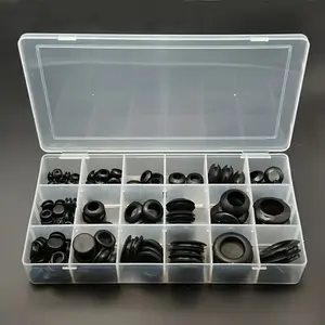 125pcs Automotive Rubber Grommet Kit – Double-Sided Black Wire Protector, for Firewall and Cable Hole Sealing