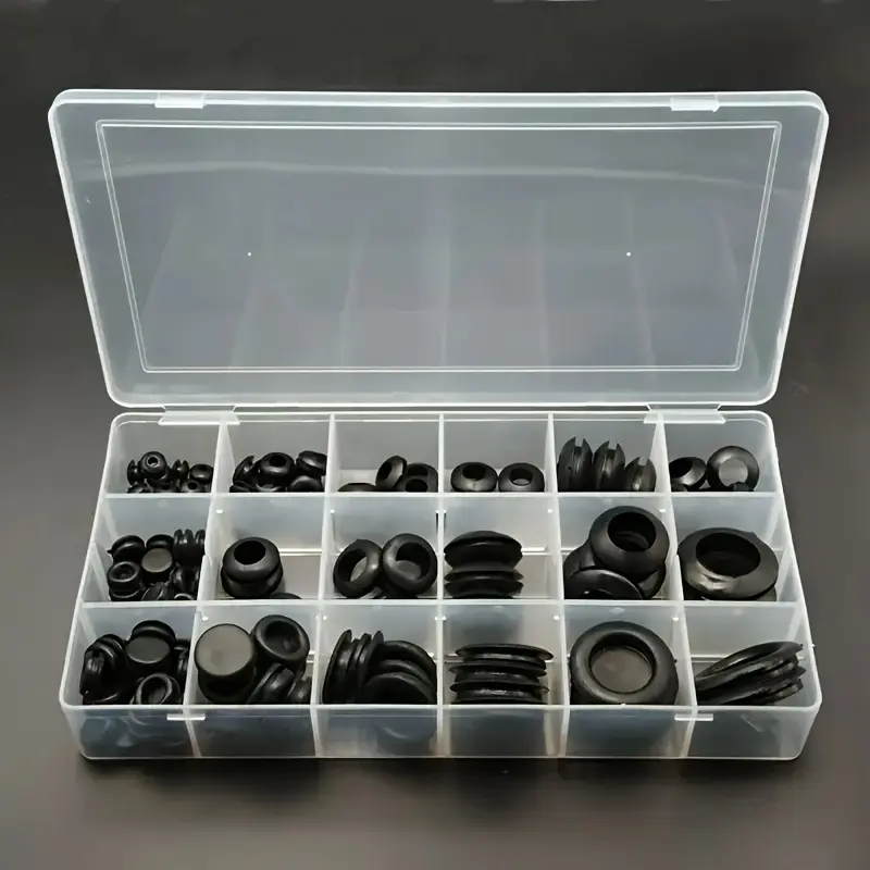 125 Pieces Automotive Rubber Grommet Kit, Double-Sided Black Wire Protection Accessory, Weather-Resistant, Flexible Fit, Leakproof Seal, for Firewall & Seal Holes Needs