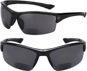 2 Pair of Unisex Bifocal Reading Sunglasses - Sport Wrap Sun Readers, ANSI Z87.1 Certified