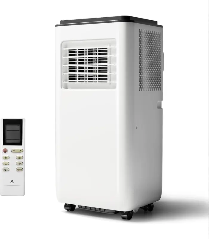 4-In-1 Portable Air Conditioner - 8000 BTU Cooling, Dehumidifier, Fan Modes, 54dB Quiet Operation, Easy Mobility with Caster Wheels, Smart Remote Control, Advanced Air Filtration for Living Rooms & Office, Black Top, Bedrooms