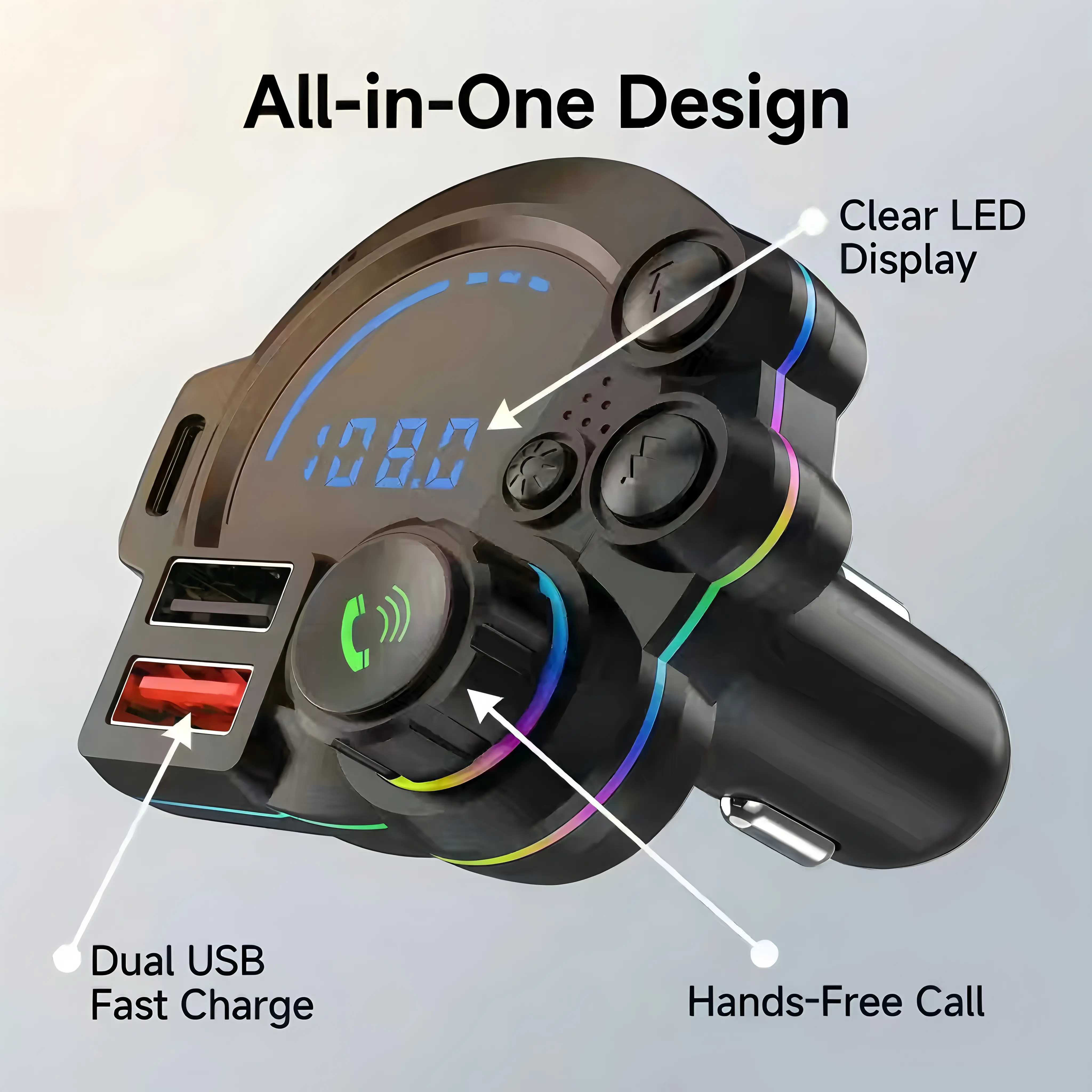 Bluetooth FM Transmitter Hi Fi Lossless Music Player Type C PD 20W Fast Charging Dual USB Ports Wireless Hands Free  Kit LED Display Radio Adapter TF Card MP3 Playback Universal Compatibility Road Trip Essentials  Accessories Gift for Men Father sohochic