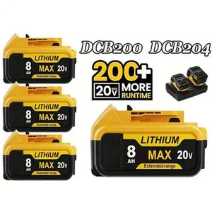 6/4/2/1 Packs, Replacement Battery for DeWalt Power Tools, 8000mAh 20V, Compatible with DeWalt Batteries DCB200, DCB20