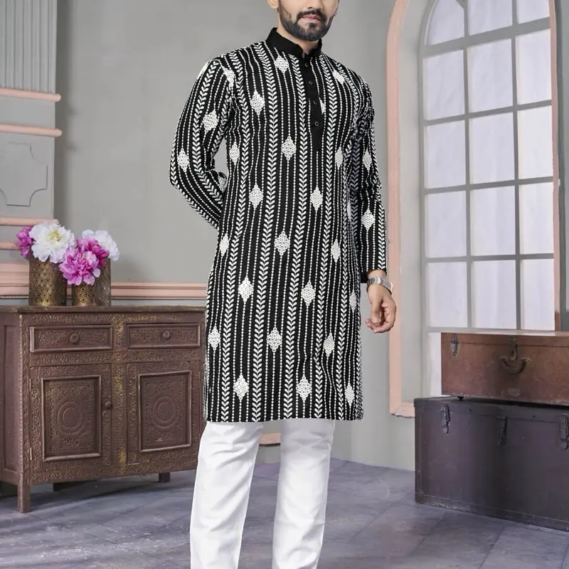 LATEST ROYAL LINEN EMROIDERY WITH SEQUENCE WORK KURTA PAYJAMA