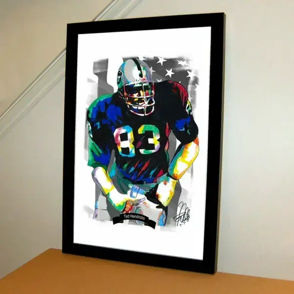 Ted Hendricks Raiders Mad Stork Football Sports Poster Print Wall Art