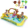 Costzon Inflatable Swimming Pool Ball Pit Play Center for Toddlers Ages 2+, Durable PVC Construction with Water Slide, Sprayer, Outdoor Kids Play Equipment, Year-Round Fun, Pump Not Included, Kids Outdoor Play, Outdoor Play Sets Gift Season BlackFriday