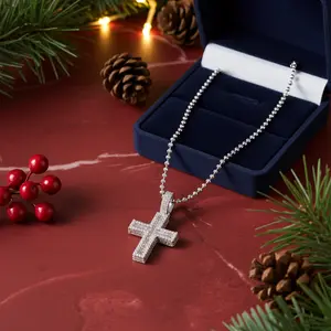 Diamondcelebritees White 925 Silver 4.50ct VVS D Clr Moissanite Baguette Cross Pendant Men/Women's