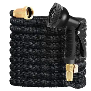 【SummerVibes】25、50FT Heavy Duty Superior Strength，Expandable Garden Hose,4 -Layer durable collapsible Latex Core,Extra Strong Brass Connectors ,lightweight flexible water hose
