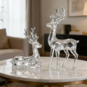 Transparent  Reindeer Figurines, Set of 2  Statues for  Decor, Tabletop, Fireplace Mantel and Cabinet Ornaments &   ( )