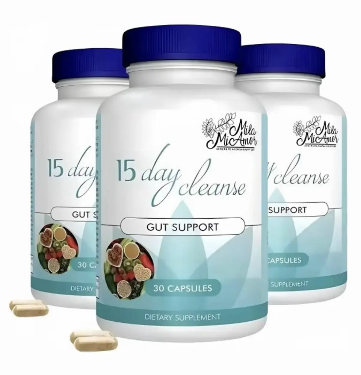 Mila McAnner 15 Day Cleanse Gut and Colon Support Caffeine Free Advanced Formula with Senna Cascara Sagrada Psyllium Husk Non-GMO Probiotics