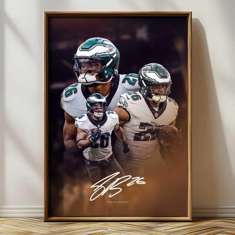 Eagles poster, Philadel.phia Eagles Saquon Barkley wall art, N/F/L Art, Football, Home Decor, Sports art, Eagles, Man Cave, Office Decor - No Frame