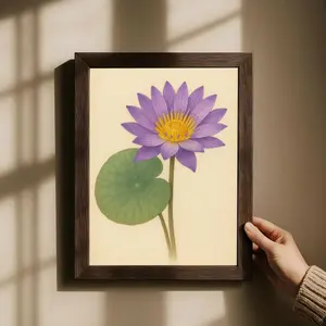 Purple Lily Flower Wall Art, Digital Botanical Print, Water Lily Nature Poster | Unframed X