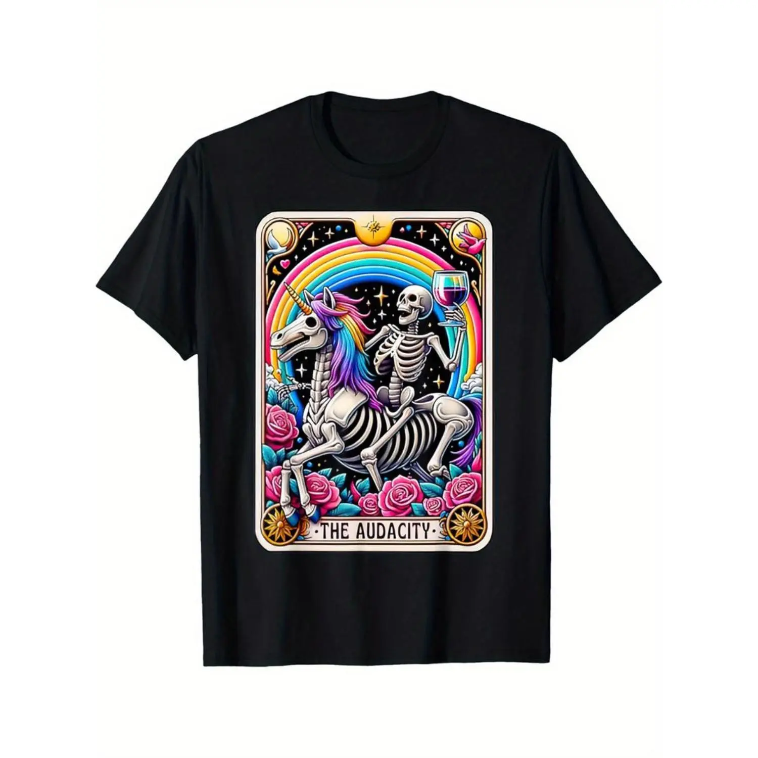 Casual T-shirt The Audacity Funny Tarot Card Sarcastic Skeleton T-Shirt Selected pure cotton interesting design DIY short sleeve t-shirt for men, soft and breathable Comfy Menswear