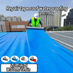 2-Pack Large Roof Waterproof Tape 19.6in W 5.5yd L Tool-Free Repair High-Density Polyethylene Weather Corrosion Rust Resistant for Quick Leak Repair on Metal Concrete Cracks & Pipe Leaks Waterproofing Kit Diy