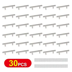30-Piece Set of Brushed Nickel 5-Inch Kitchen Cabinet Pulls Stainless Steel Drawer T-Handles 3-Inch Hole Center Spacing Limited-Time Special Offer TikTokShopBlackFriday