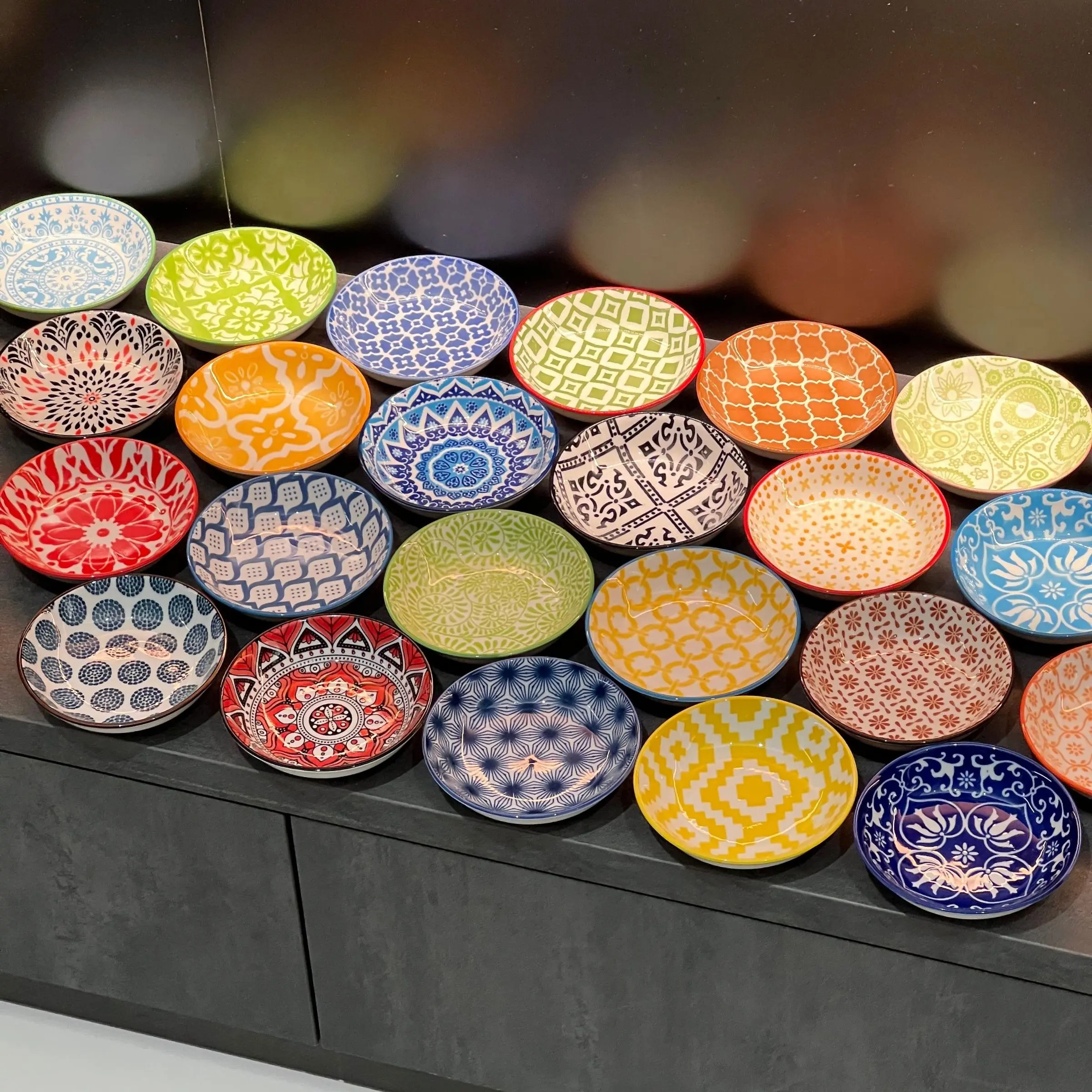 Random Color Boho Style Ceramic Sauce Dish, 4 Counts/8 Counts/12 Counts Modern Casual Sauce Dish, Household Serving Sauce Dish for Home Kitchen Restaurant, Dinnerware, Ceramic Plate