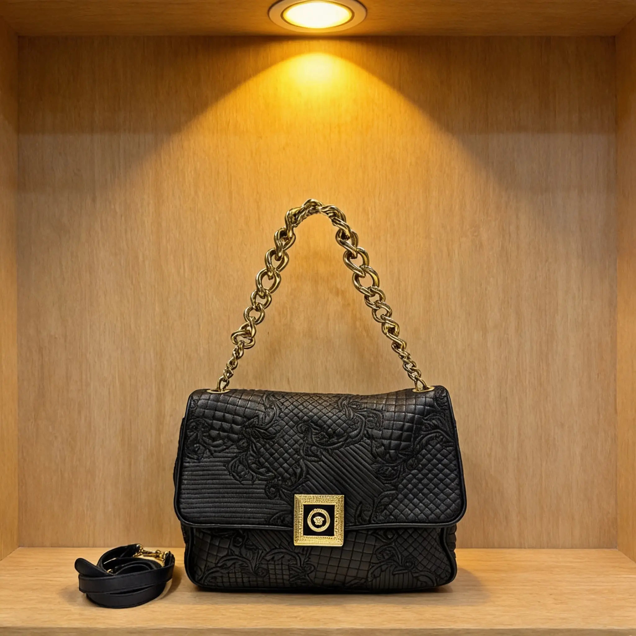 Pre-owned VERSACE Lambskin Shoulder Bag D0619431518