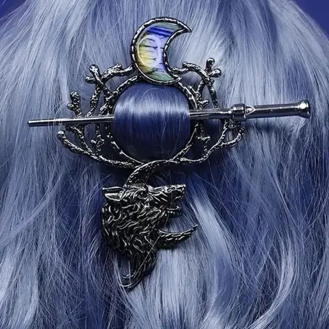 Women's Punk Style Wolf & Moon Design Hair Pin, 2024 New Trendy Vintage Hair Pin, Chic Gothic Fashion Hair Accessories for Hairstyle Decor, Hair Clip, Hairpin, Clips for hair