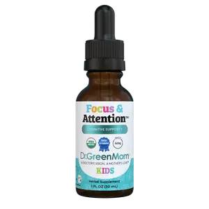 Dr. Green Mom Focus & Attention Liquid Drops - Herbal Nootropic Blend for Kids, Brain Health, Cognitive Support, Mental Clarity & Concentration